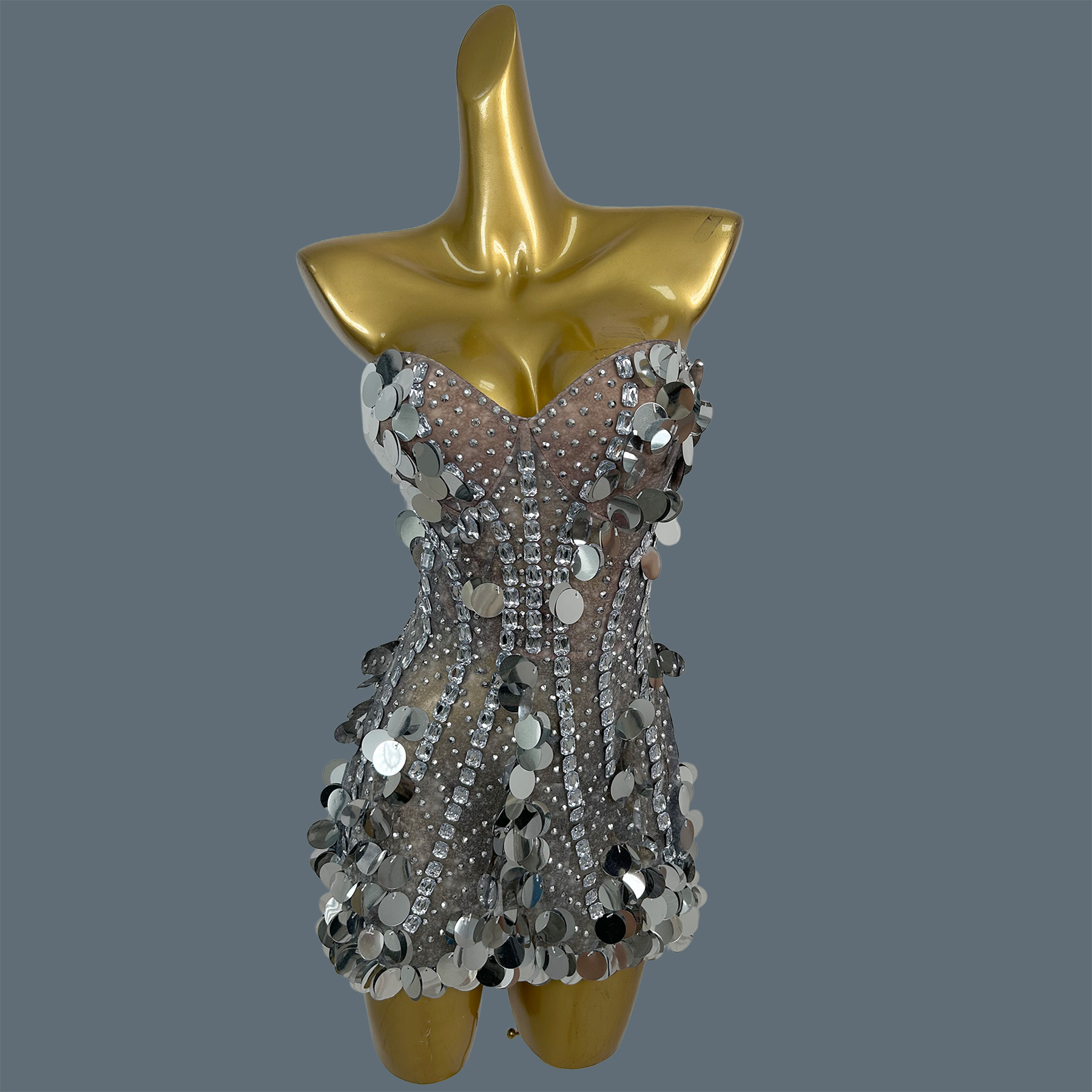 Sparkly Rhinestone Club Party Dress - Women Strapless Sparkly Rhinestone Sequin Mini