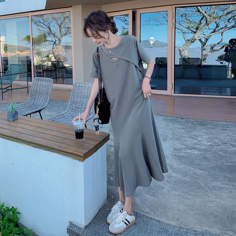 Lazy Style Hollow Out Solid Si - Korean Style A Line Shirt Dress 评论和价格