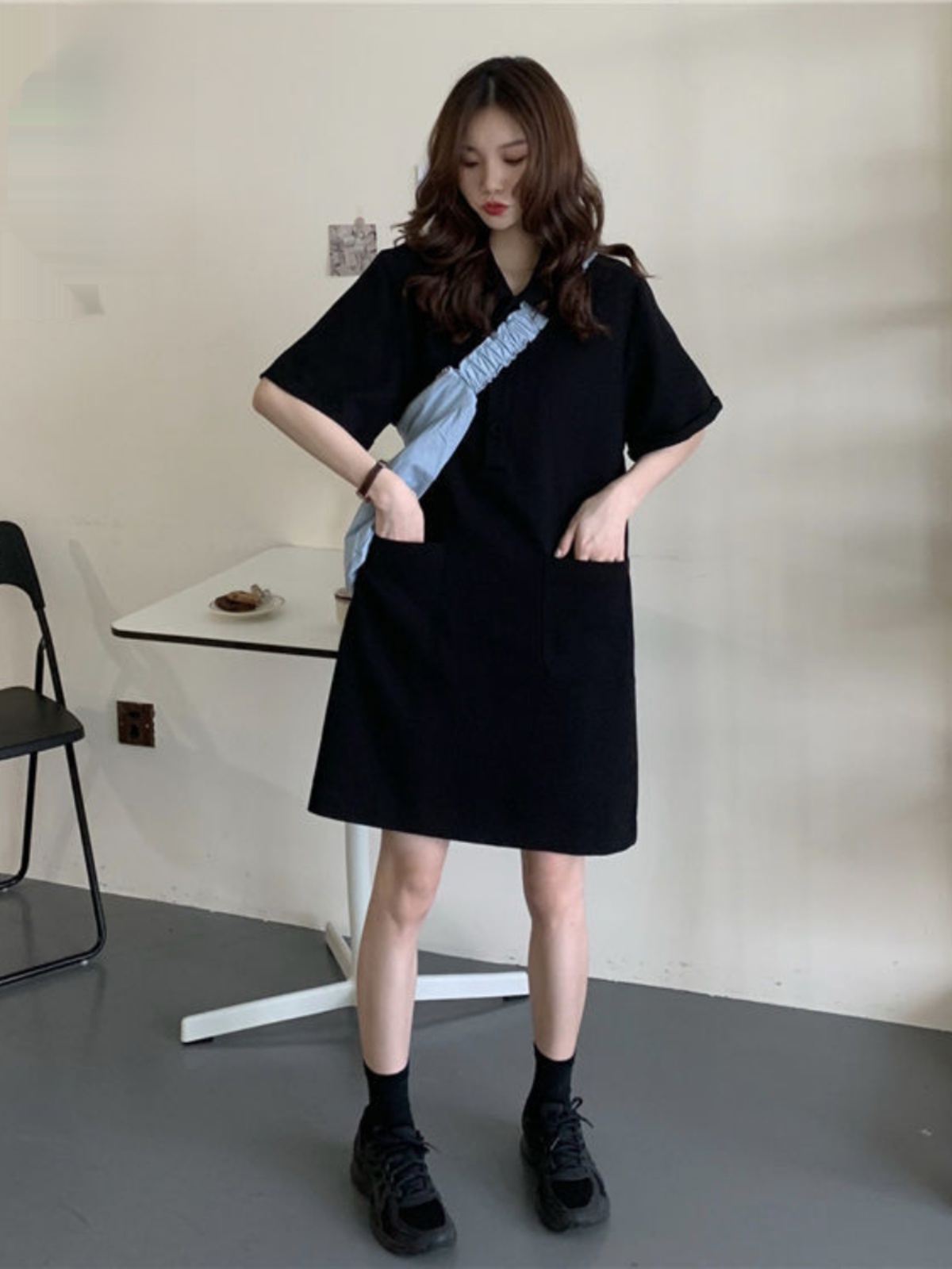 plus Size A-Line Dress  Collar - Korean Style A Line Shirt Dress 评论和价格