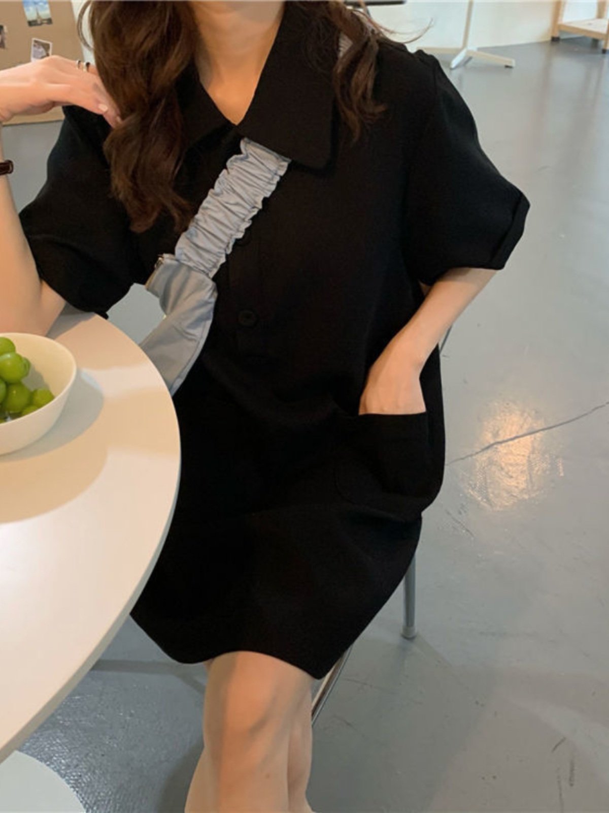 plus Size A-Line Dress  Collar - Korean Style A Line Shirt Dress 评论和价格
