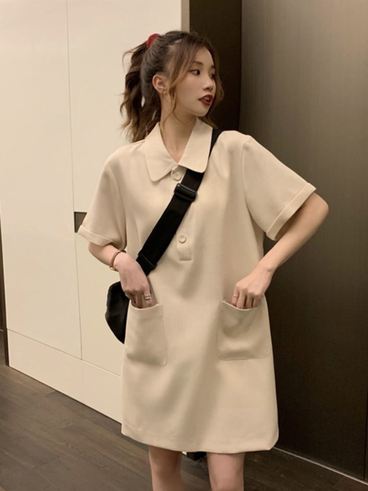 plus Size A-Line Dress  Collar - Korean Style A Line Shirt Dress 评论和价格