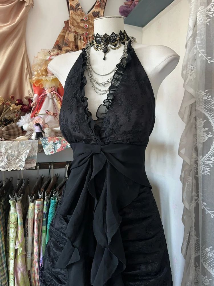 Y2k Vintage Halter Sleeveless  - Y2K Backless Halter Mini Dress 评论和价格