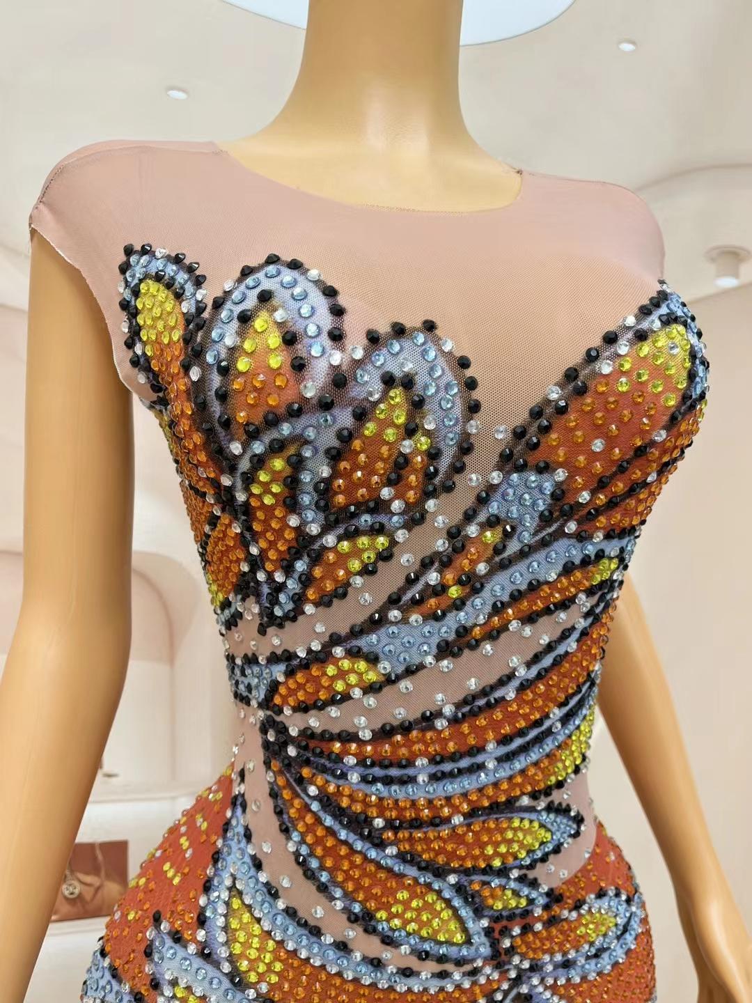 Women Sleeveless Mesh Maxi Dre - Sparkly Rhinestone Club Party Dress 评论和价格