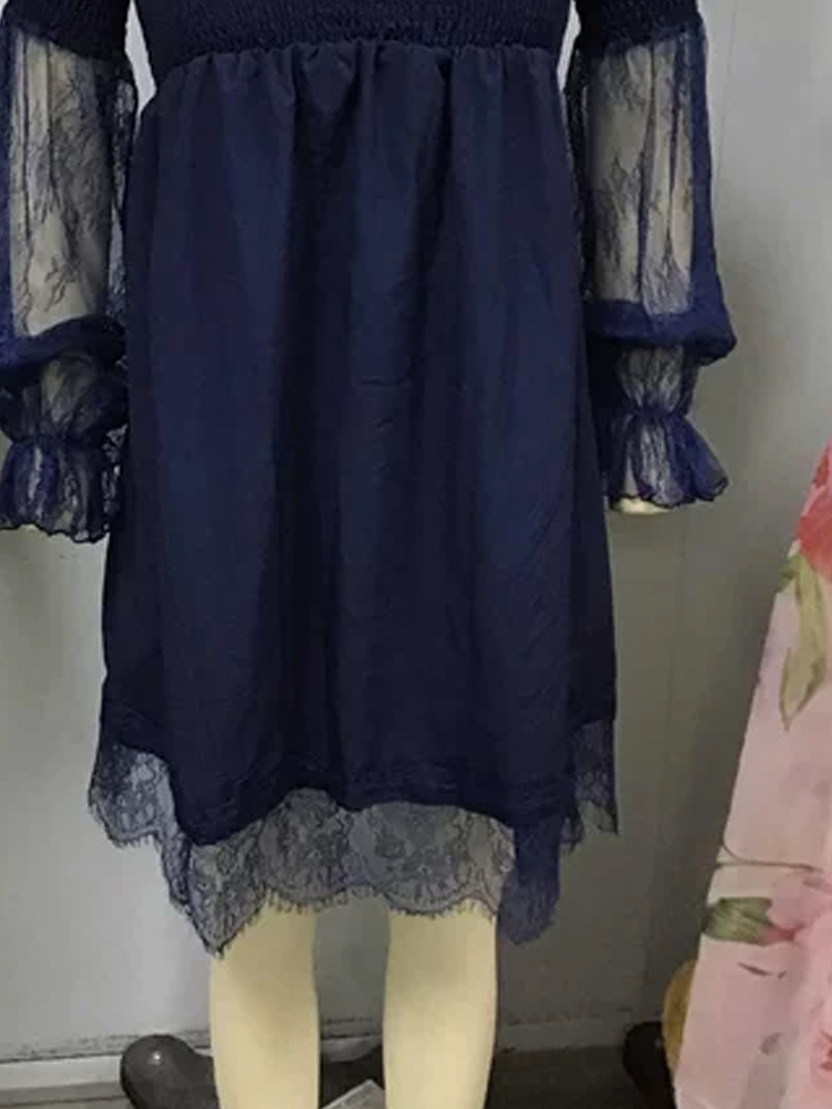 Off Shoulder Lace Mini Dress S - Off Shoulder Puff Sleeve Sundress 评论和价格