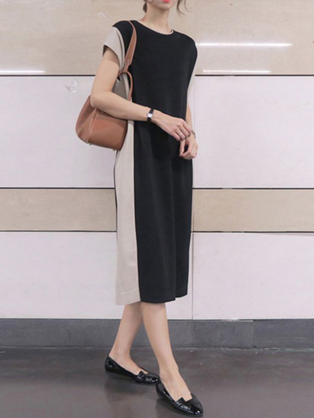 Slimming Effectiveness Mid-Len - Korean Style A Line Shirt Dress 评论和价格