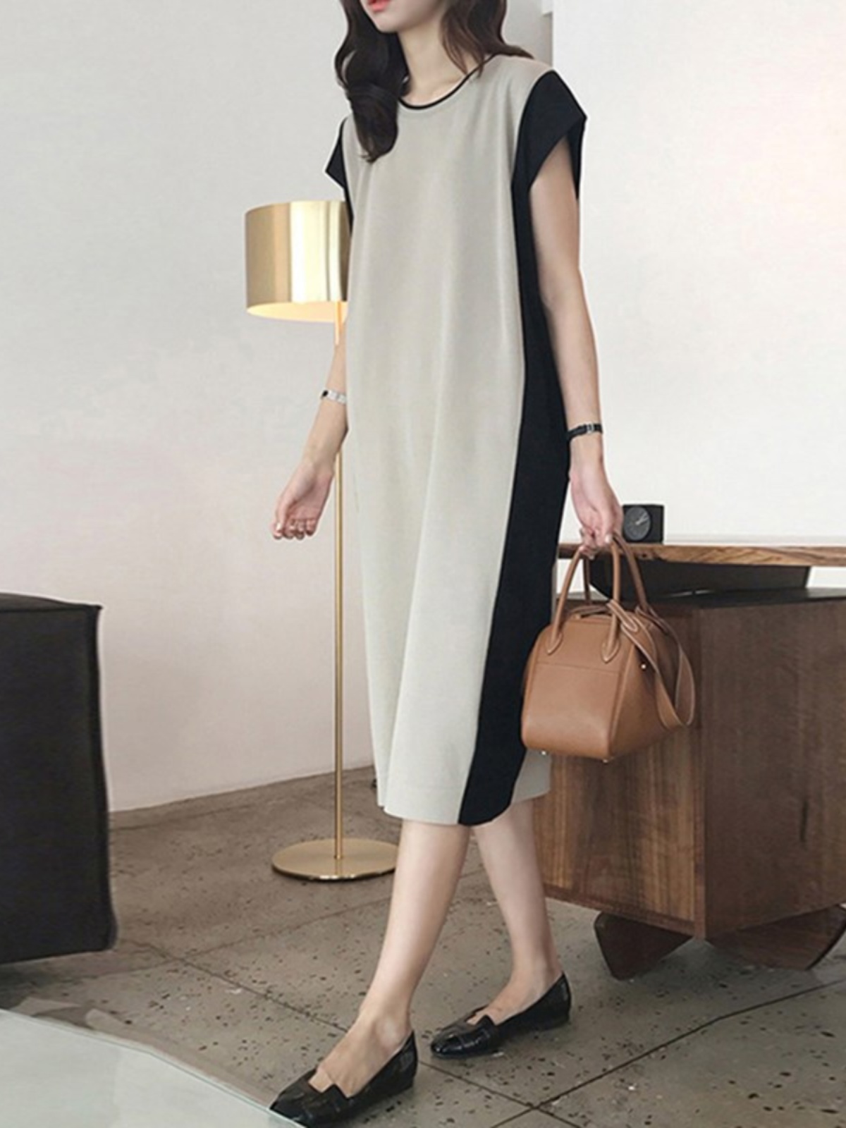 Slimming Effectiveness Mid-Len - Korean Style A Line Shirt Dress 评论和价格