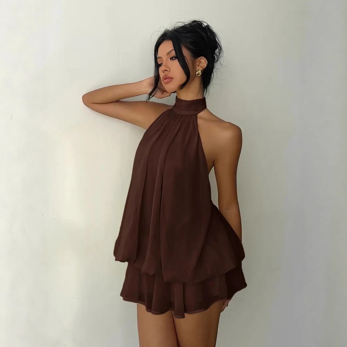 Women's Halter Neck Dress, Bac - Y2K Backless Halter Mini Dress 评论和价格