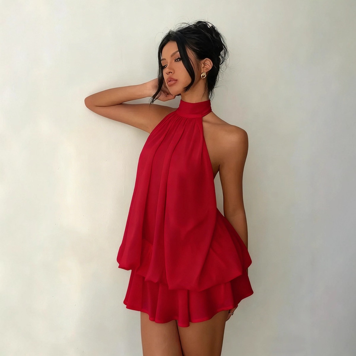 Women's Halter Neck Dress, Bac - Y2K Backless Halter Mini Dress 评论和价格