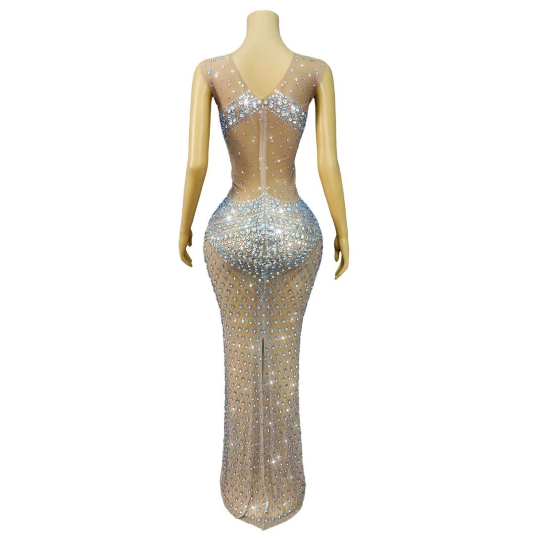 Women Sparkly Rhinestone Sleev - Sparkly Rhinestone Club Party Dress 评论和价格