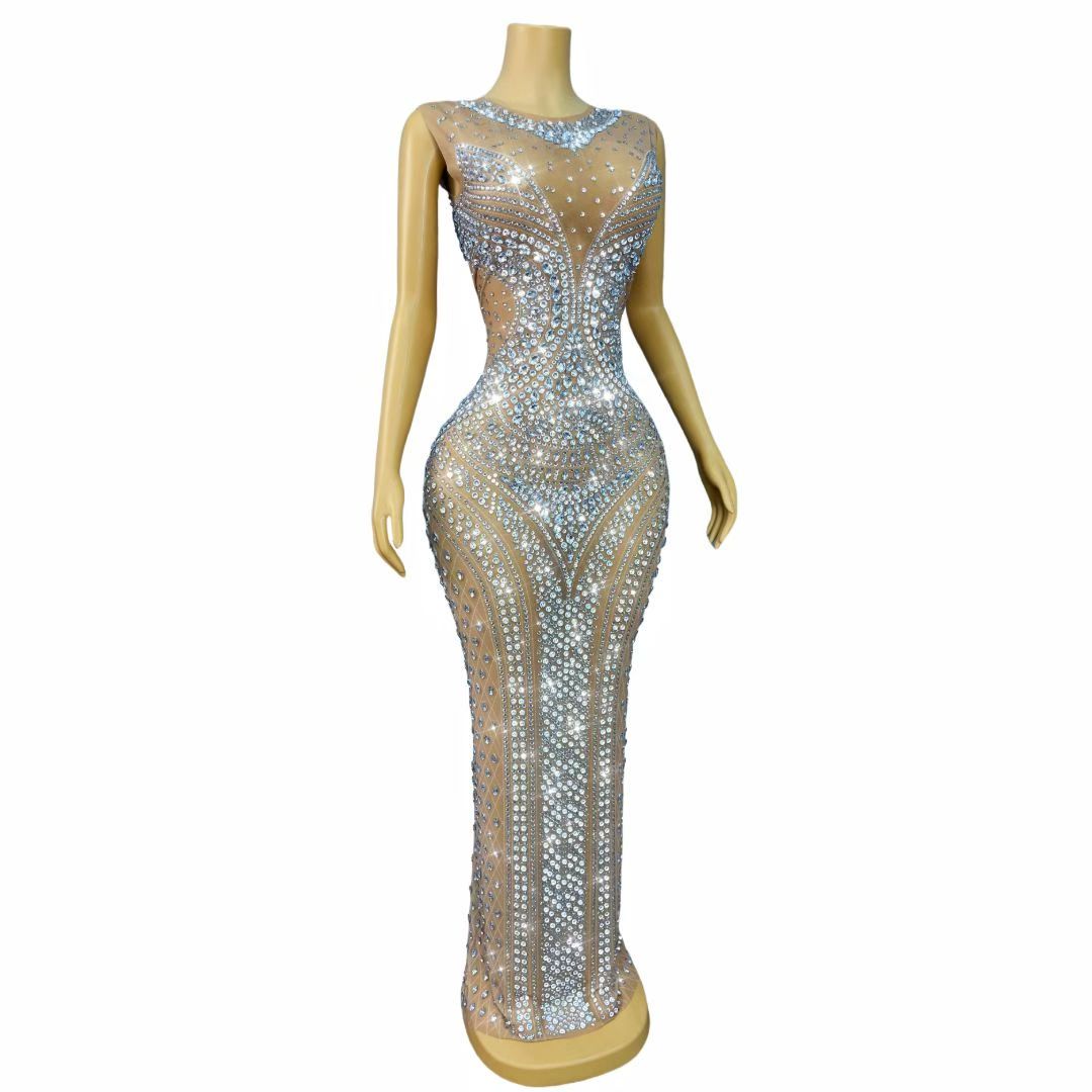 Women Sparkly Rhinestone Sleev - Sparkly Rhinestone Club Party Dress 评论和价格