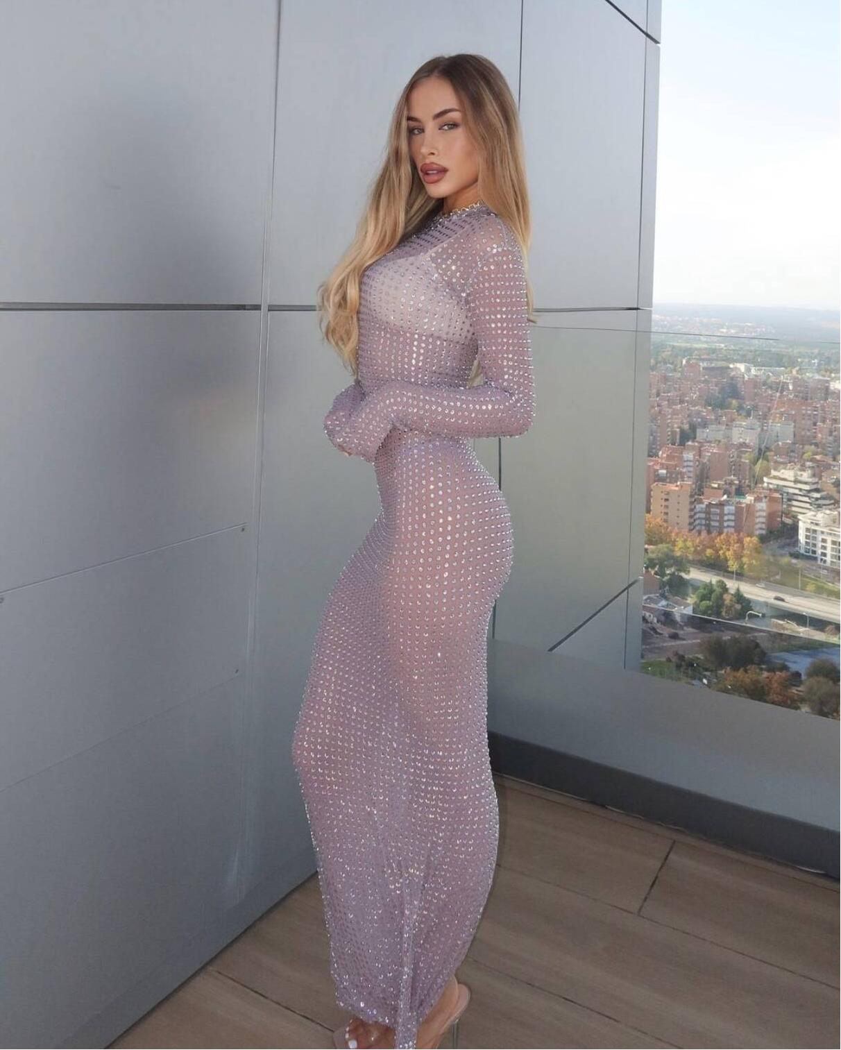 2025 New Transparent Photo Sho - Sparkly Rhinestone Club Party Dress 评论和价格