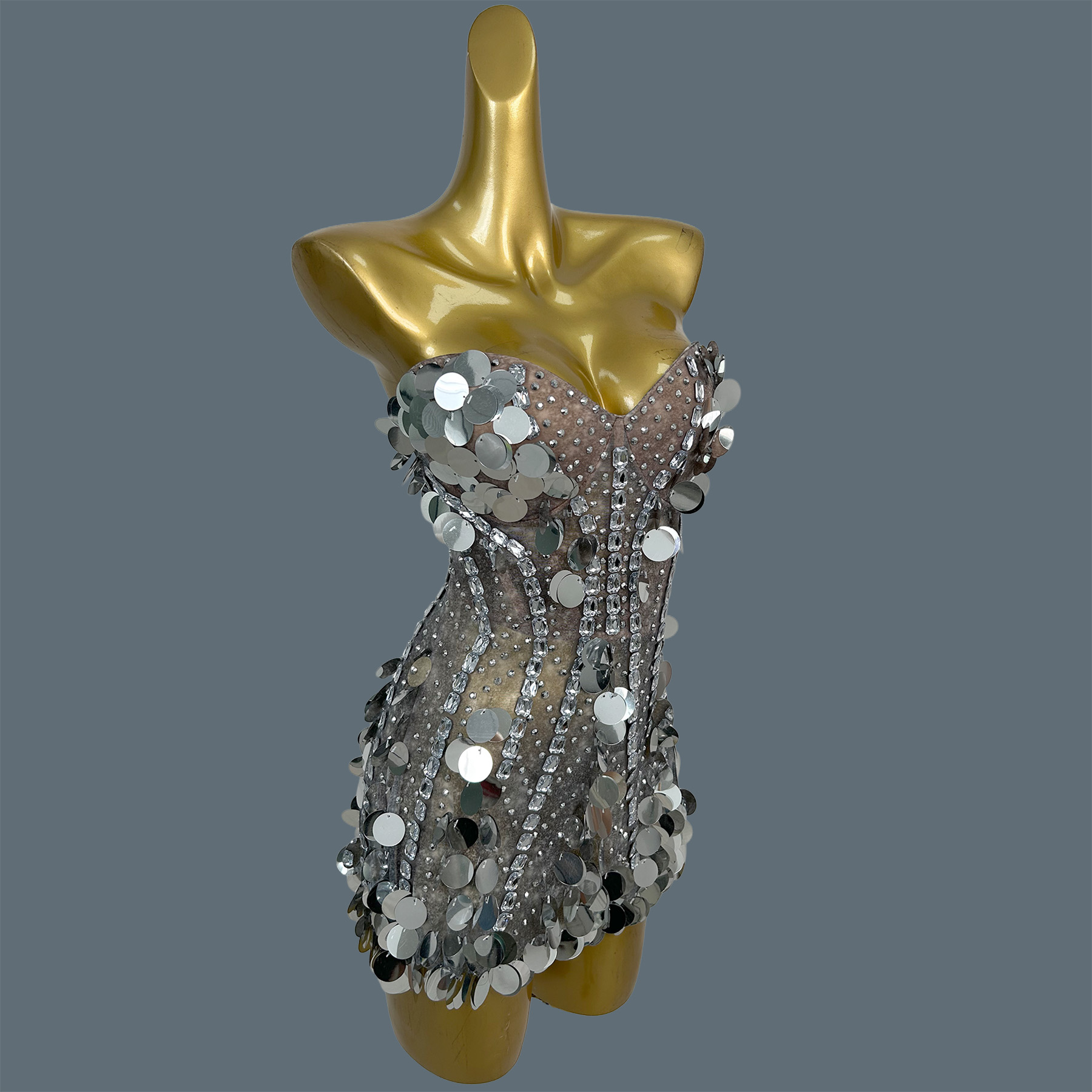 Women Strapless Sparkly Rhines - Sparkly Rhinestone Club Party Dress 评论和价格