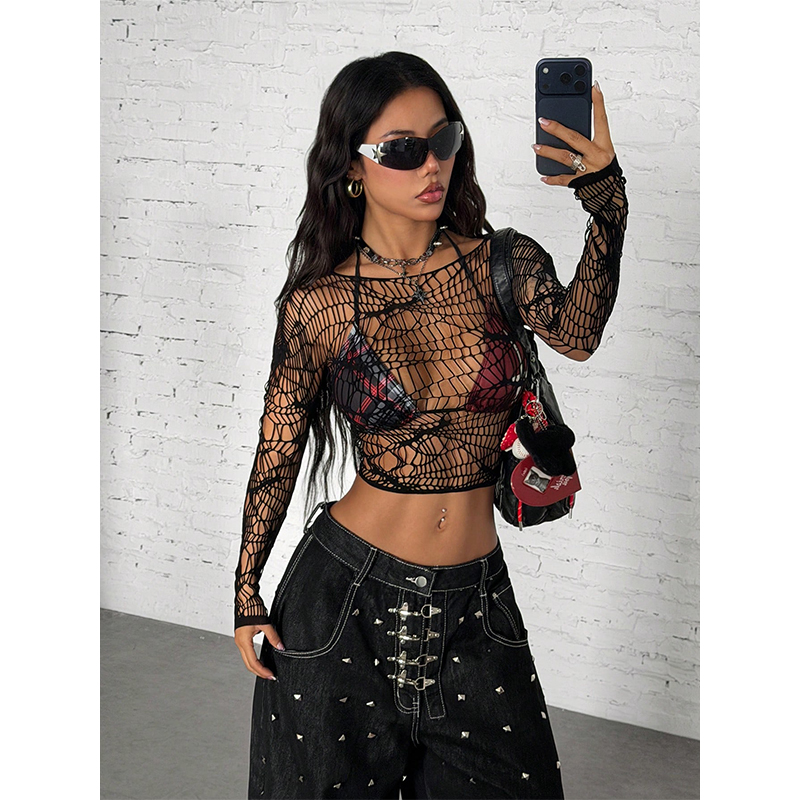 Women Top Long Sleeves See Thr - Swimwear 评论和价格