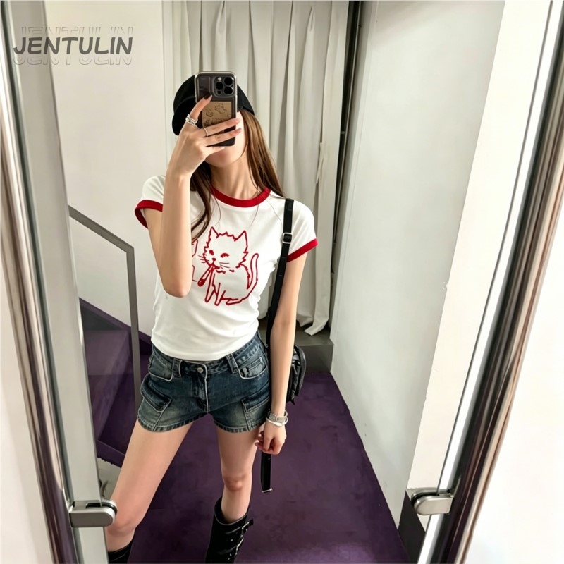 Korea Style Y2k 90s Crop Top H - Y2K Graphic Baby Tee Crop 评论和价格