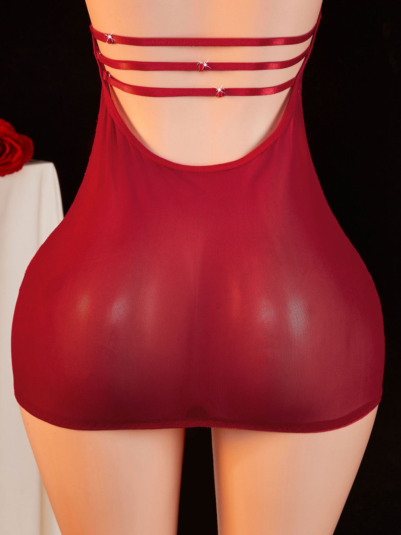Sheer Lace Babydoll Women Halt - Sexy Mesh Sheer Bodycon Dress 评论和价格